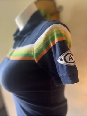 Aeropostale Navy Polo with Green, Yellow & Orange Stripes